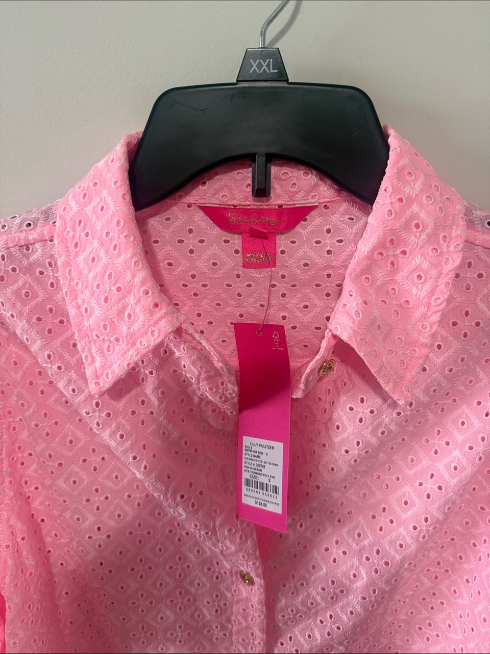 Lilly Pulitzer Pink Eyelet Button-Front Tie-Hem Blouse S - Picture 6 of 8